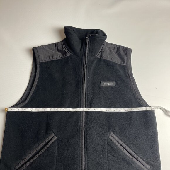 Vintage OP Ocean Pacific Mens Medium Vest Polar fleece Full zip Black Patch Logo - Picture 8 of 14